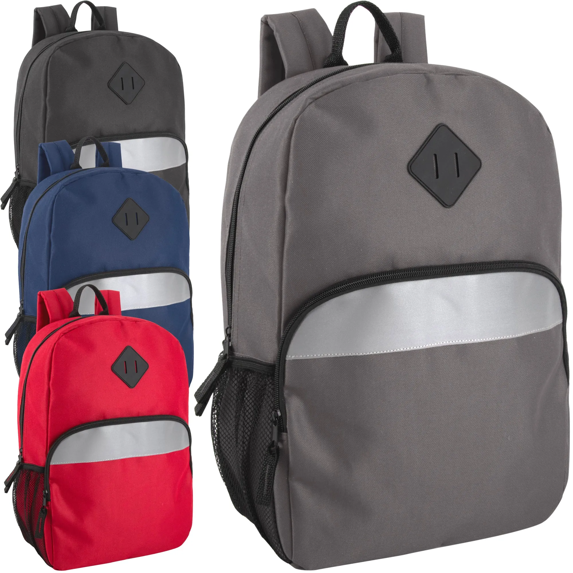 17-Inch Safety Reflective Backpack with Side Pocket
