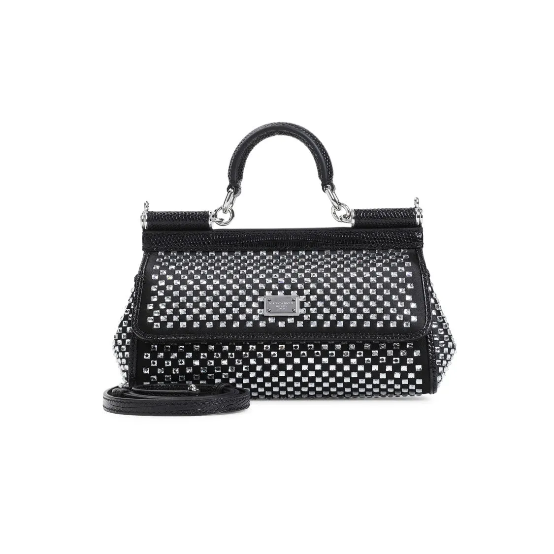 Black Crytal Details Handbag