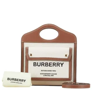Burberry   Canvas Leather Handbag Shoulder Bag (Pre-Owned)