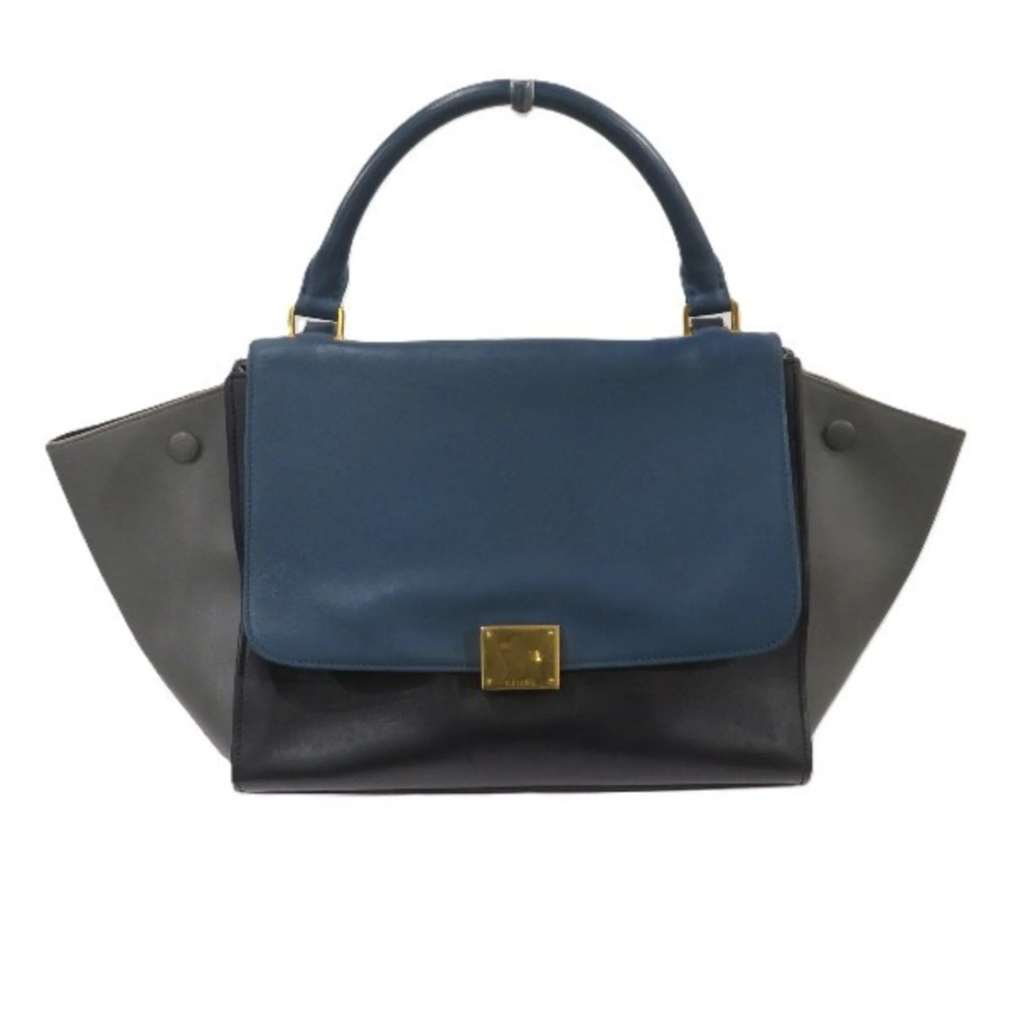 Celine  Navy Leather Handbag Shoulder Bag (Pre-Owned)