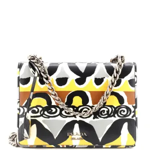 Chain Flap Bag Printed Saffiano Leather Medium