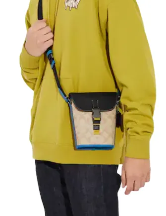 Coach Track Small Flap Crossbody In Colorblock Signature Canvas