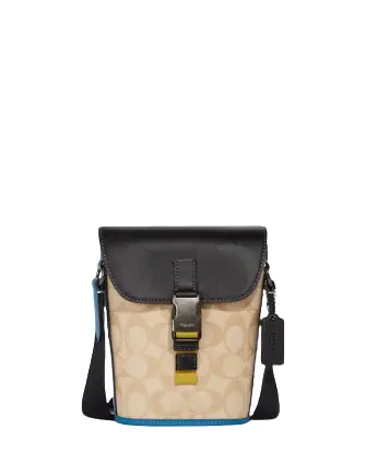 Coach Track Small Flap Crossbody In Colorblock Signature Canvas