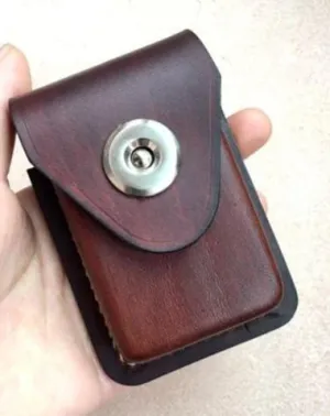 Cool Brown Leather Cigarette Case with Lighter Holder Cigarette Case Holder For Men