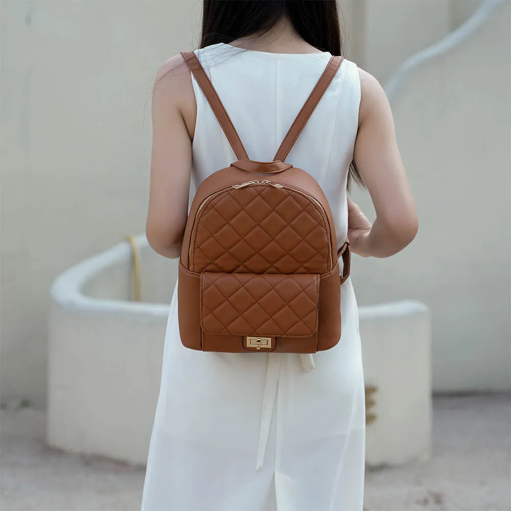 Dimitria Quilted and Smooth Womens Backpack by Mia K