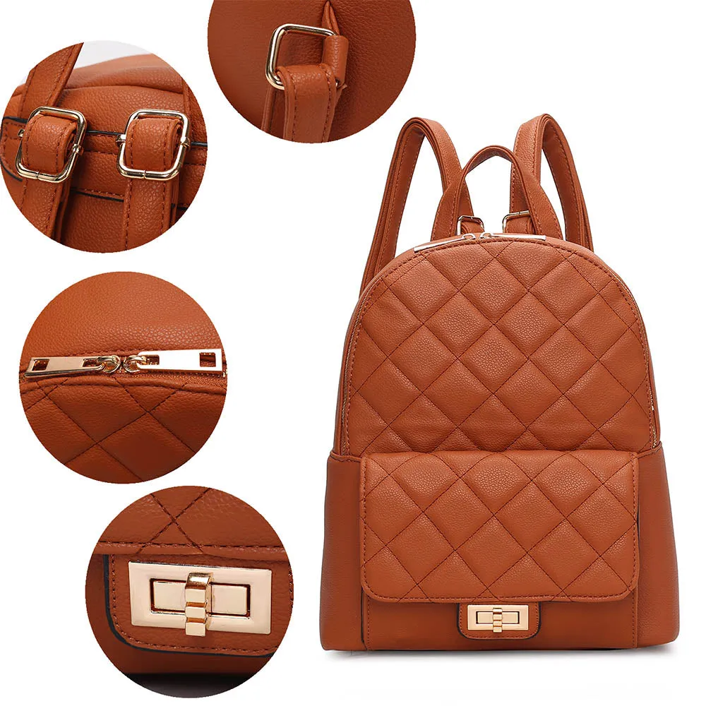 Dimitria Quilted and Smooth Womens Backpack by Mia K