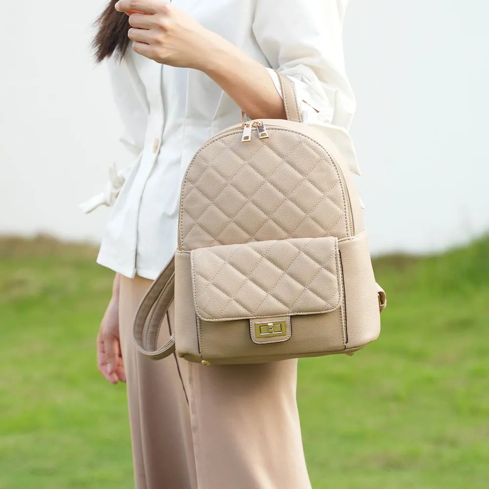 Dimitria Quilted and Smooth Womens Backpack by Mia K
