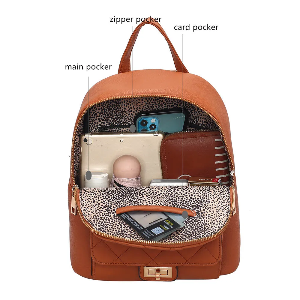 Dimitria Quilted and Smooth Womens Backpack by Mia K
