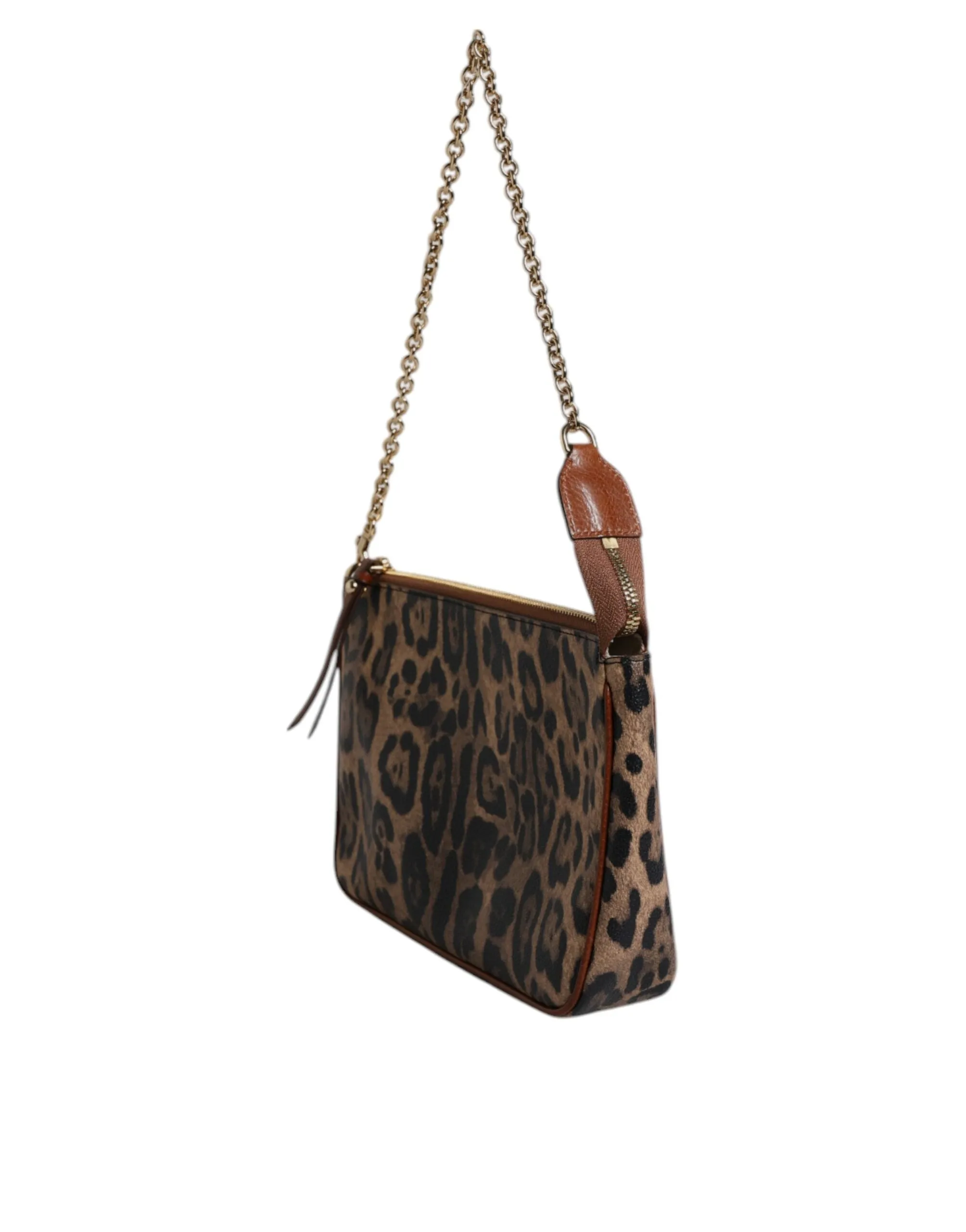 Dolce & Gabbana Leopard Leather Shoulder Chain Strap Women's Bag (Pre-Owned)