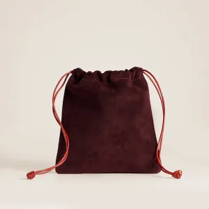 Drawstring Pouch - Suede Oxblood Burgundy