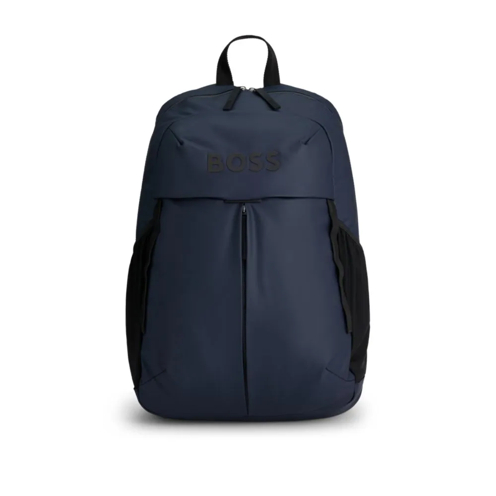 Faux-leather backpack with zipped front pocket