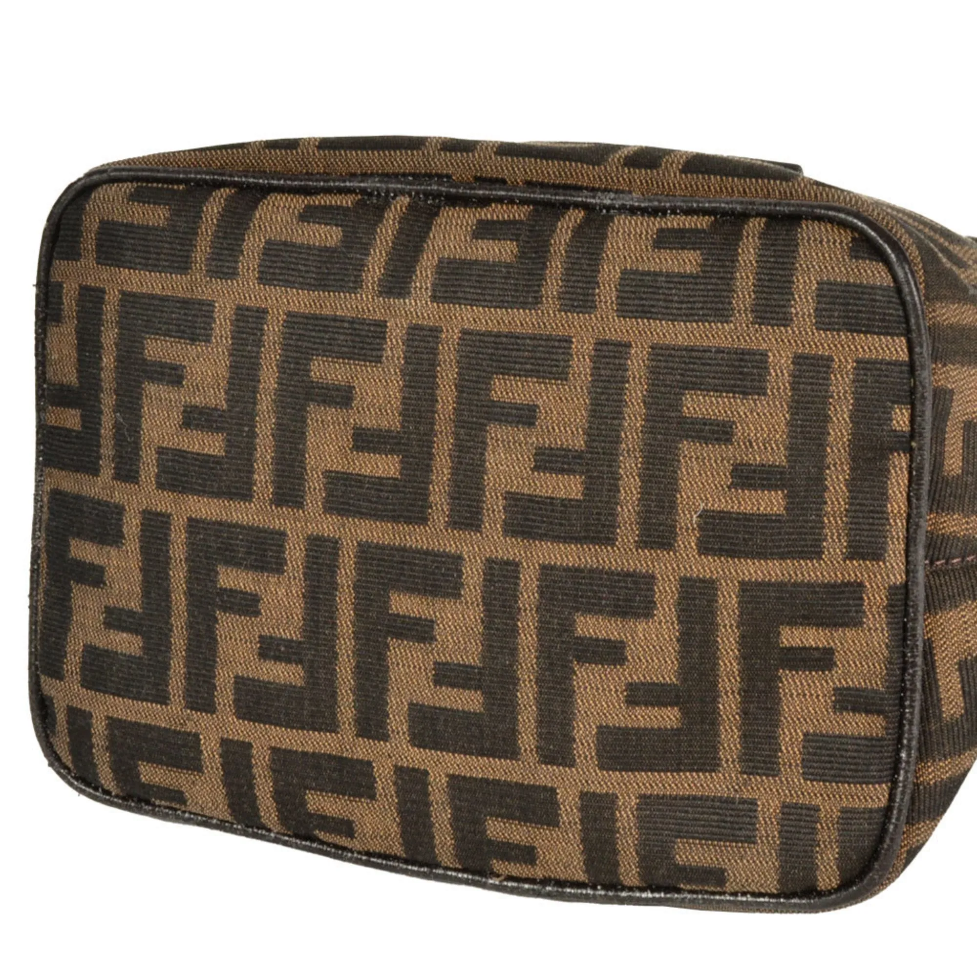Fendi Zucca Canvas Leather Shoulder Bag (Pre-Owned)