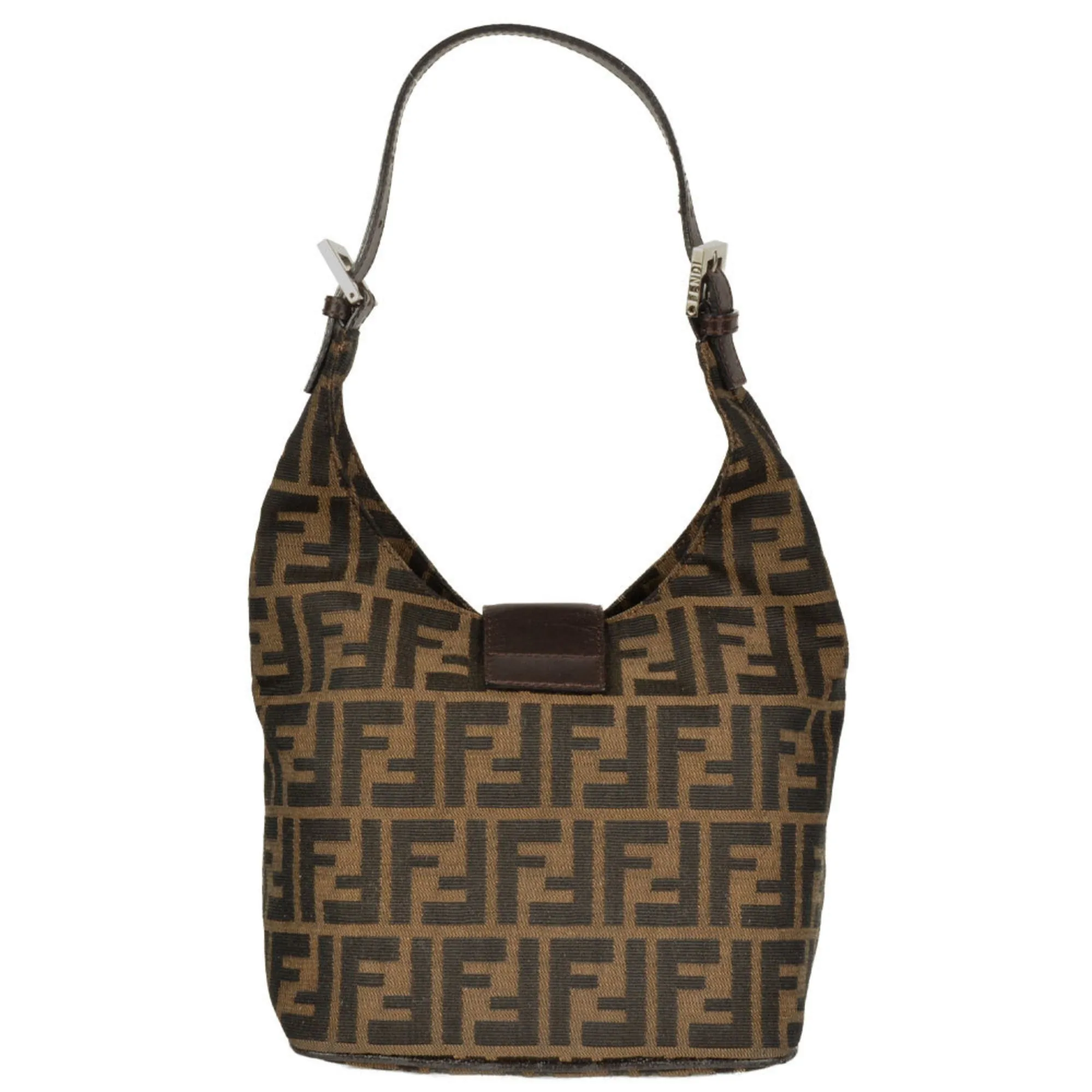 Fendi Zucca Canvas Leather Shoulder Bag (Pre-Owned)