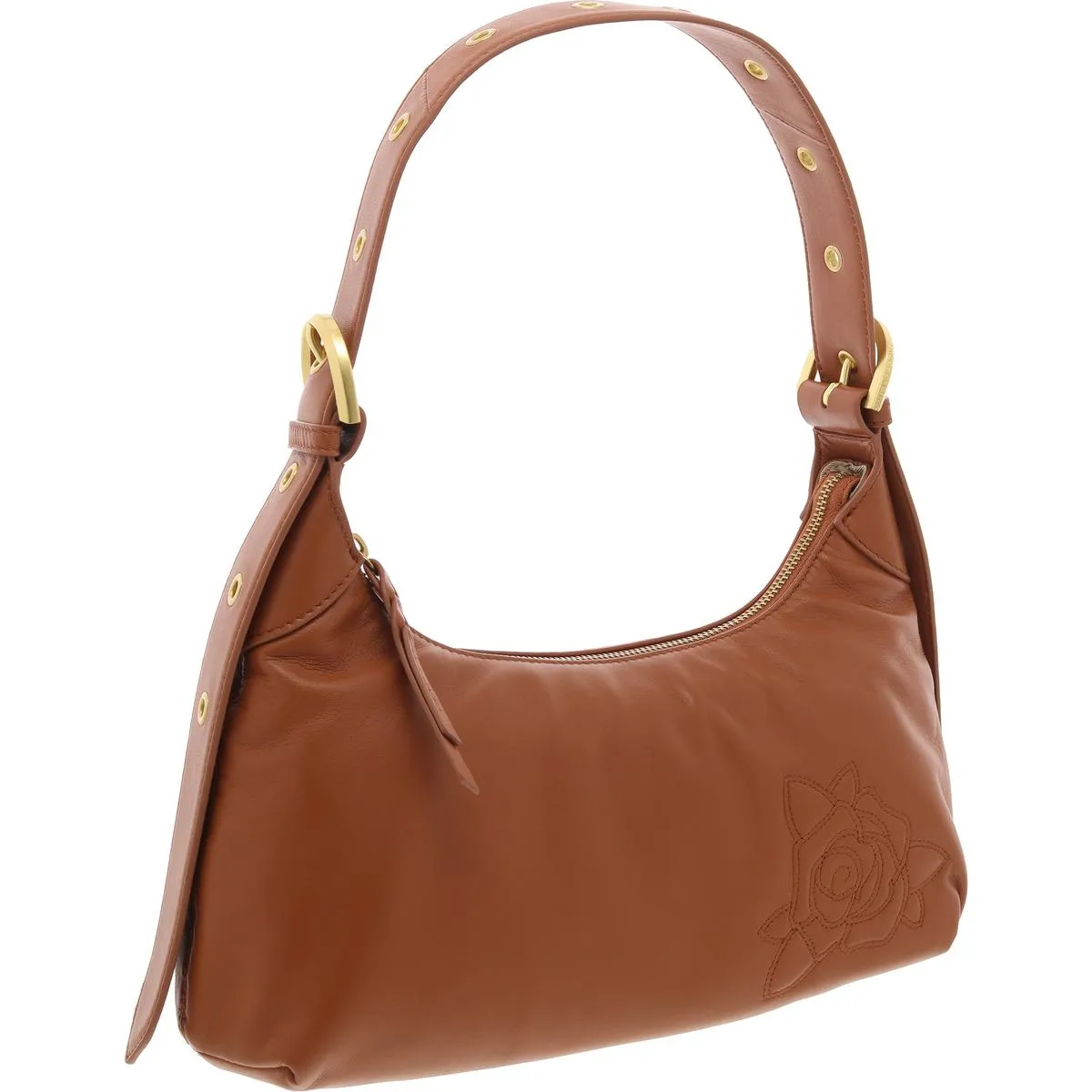 Fenne Womens Embroidered Leather Shoulder Handbag