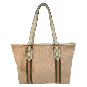 Gucci ivory pink Gg Canvas Leather Shoulder Bag Tote Bag (Pre-Owned)