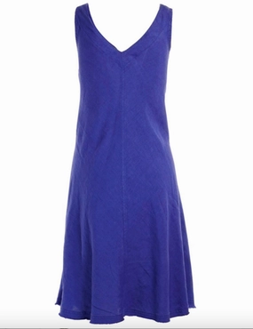 Haris Cotton Womens Linen Dress - Lapisblue