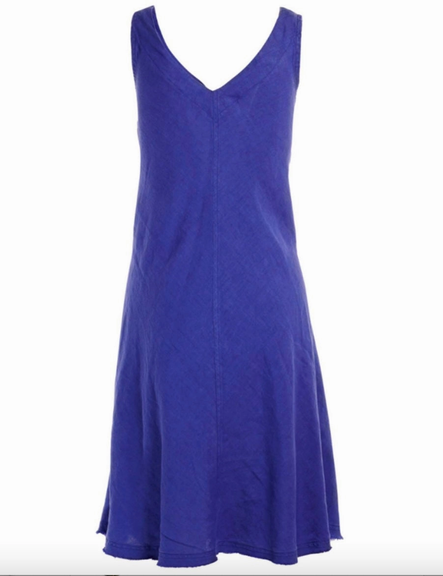 Haris Cotton Womens Linen Dress - Lapisblue