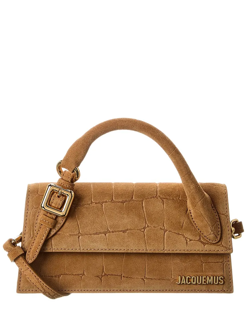 Jacquemus Le Chiquito Long Croc-Embossed Suede Shoulder Bag