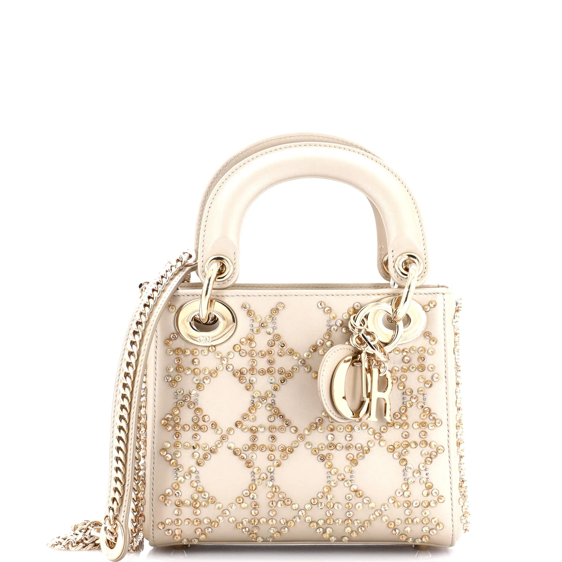 Lady Dior Chain Bag Crystal Embellished Cannage Quilt Leather Mini