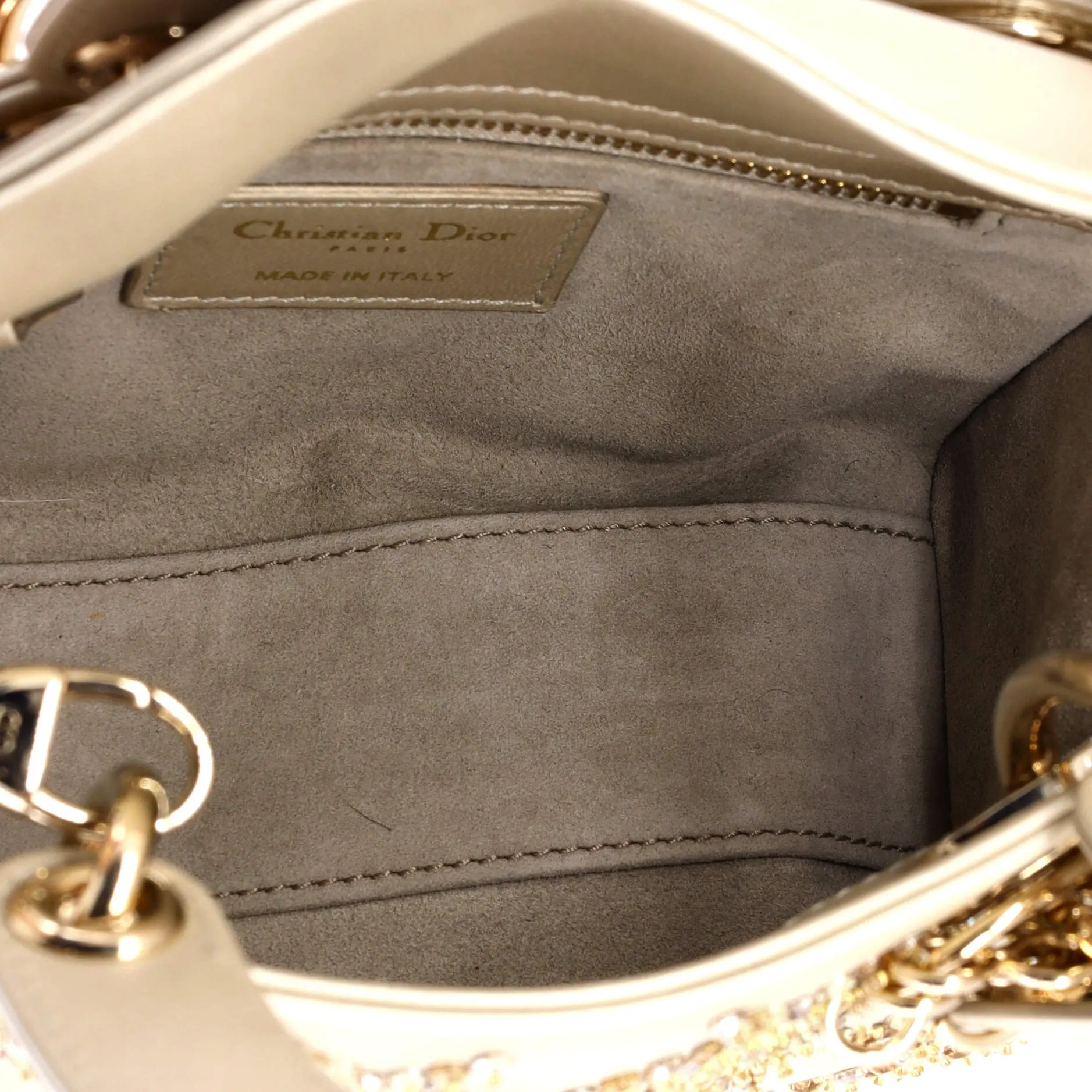 Lady Dior Chain Bag Crystal Embellished Cannage Quilt Leather Mini
