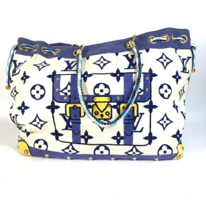 Louis Vuitton blue Pile Fabric Boston Bag Shoulder Bag Tote Bag (Pre-Owned)