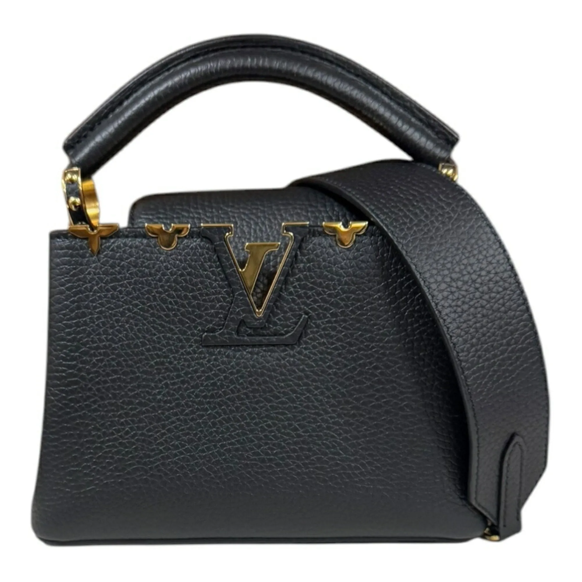 Louis Vuitton Noir Leather Shoulder Bag (Pre-Owned)