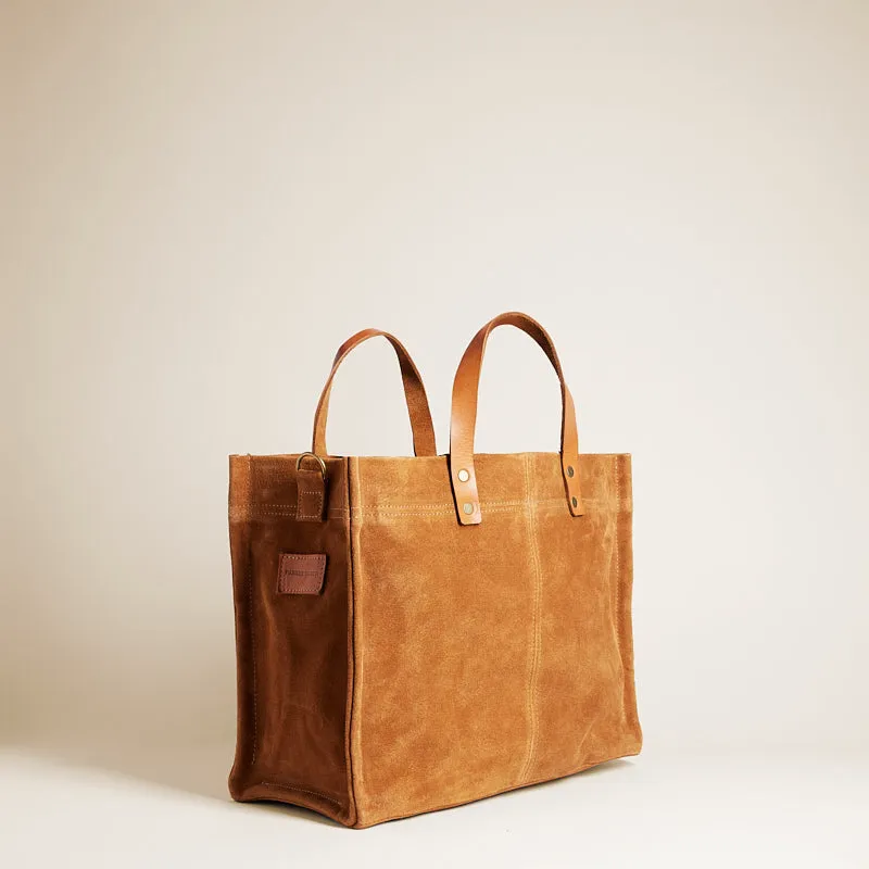 Medium Mimi - Suede Caramel with Stitching