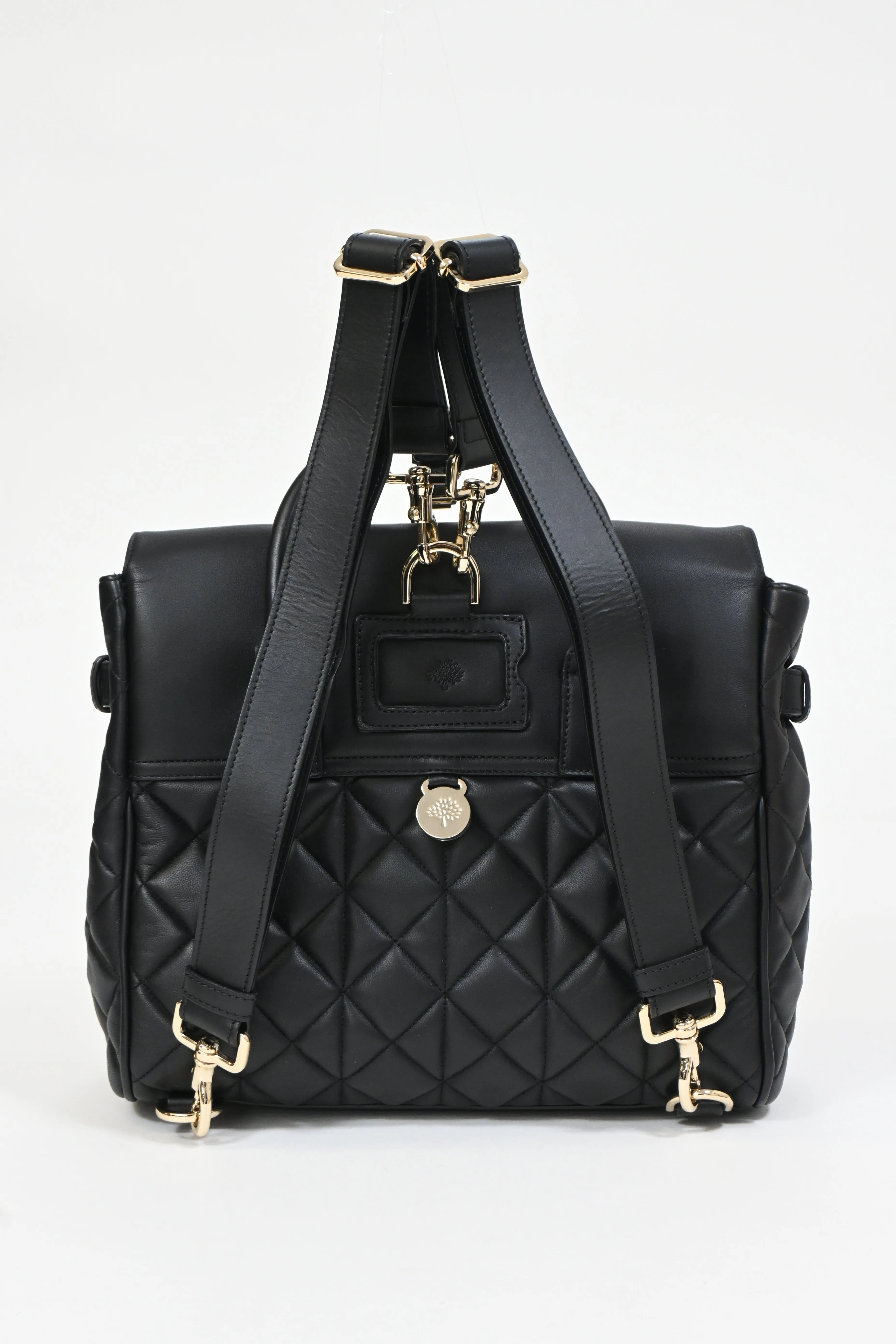 Mulberry Cara Delevigne Quilted Medium Backpack in Black Leather