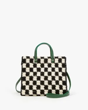 Petit Summer Simple Tote Handbags - Crossbody - Petit Summer Simple Tote Black & Cream Crochet Mini Checker