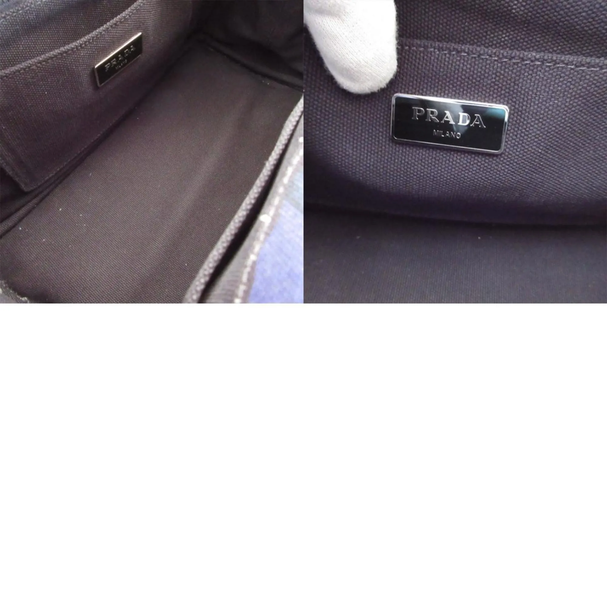Prada blue Navy Canvas Handbag Shoulder Bag (Pre-Owned)