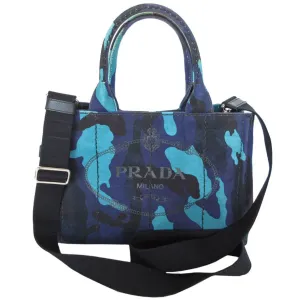 Prada blue Navy Canvas Handbag Shoulder Bag (Pre-Owned)