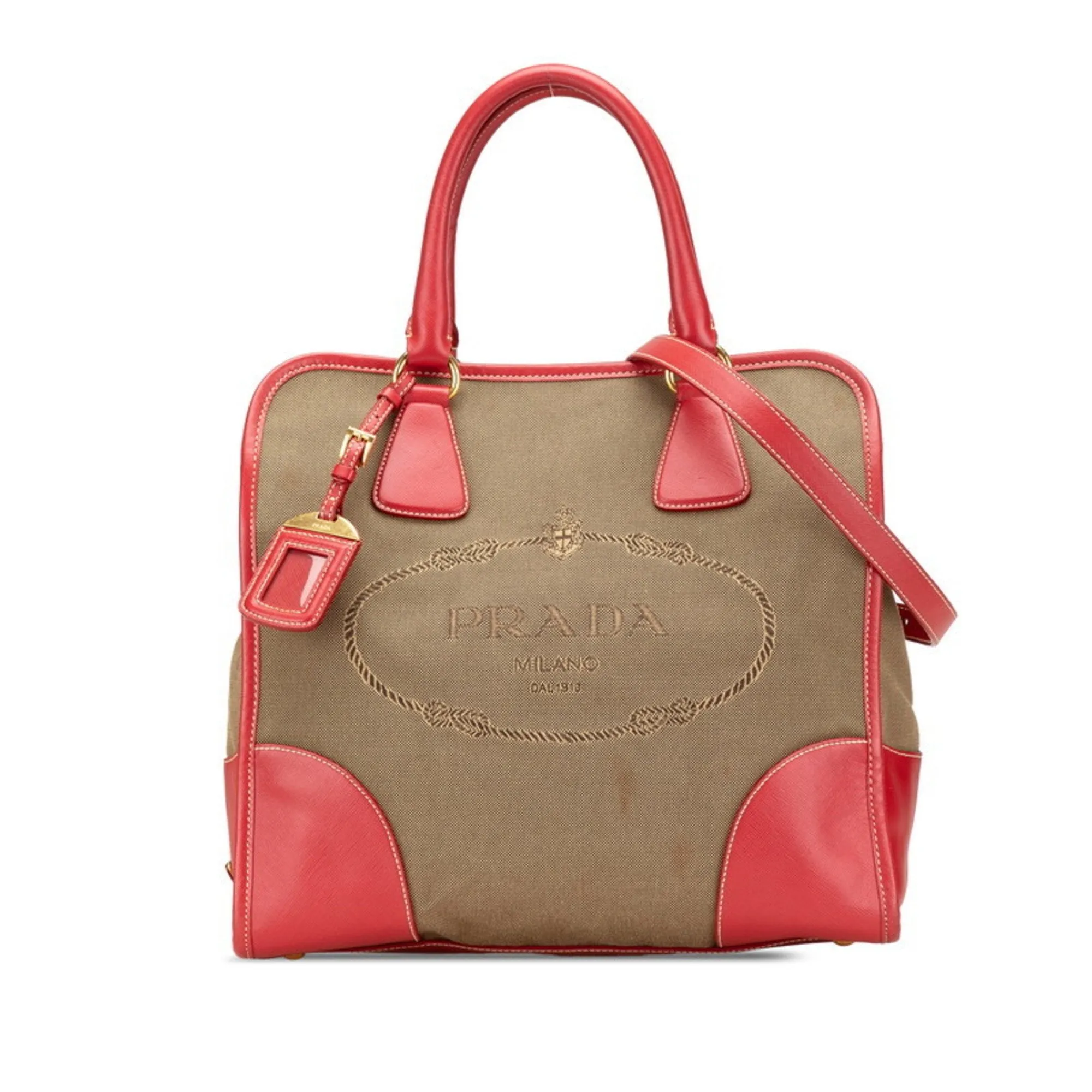 Prada  Color Canvas Leather Handbag Shoulder Bag (Pre-Owned)