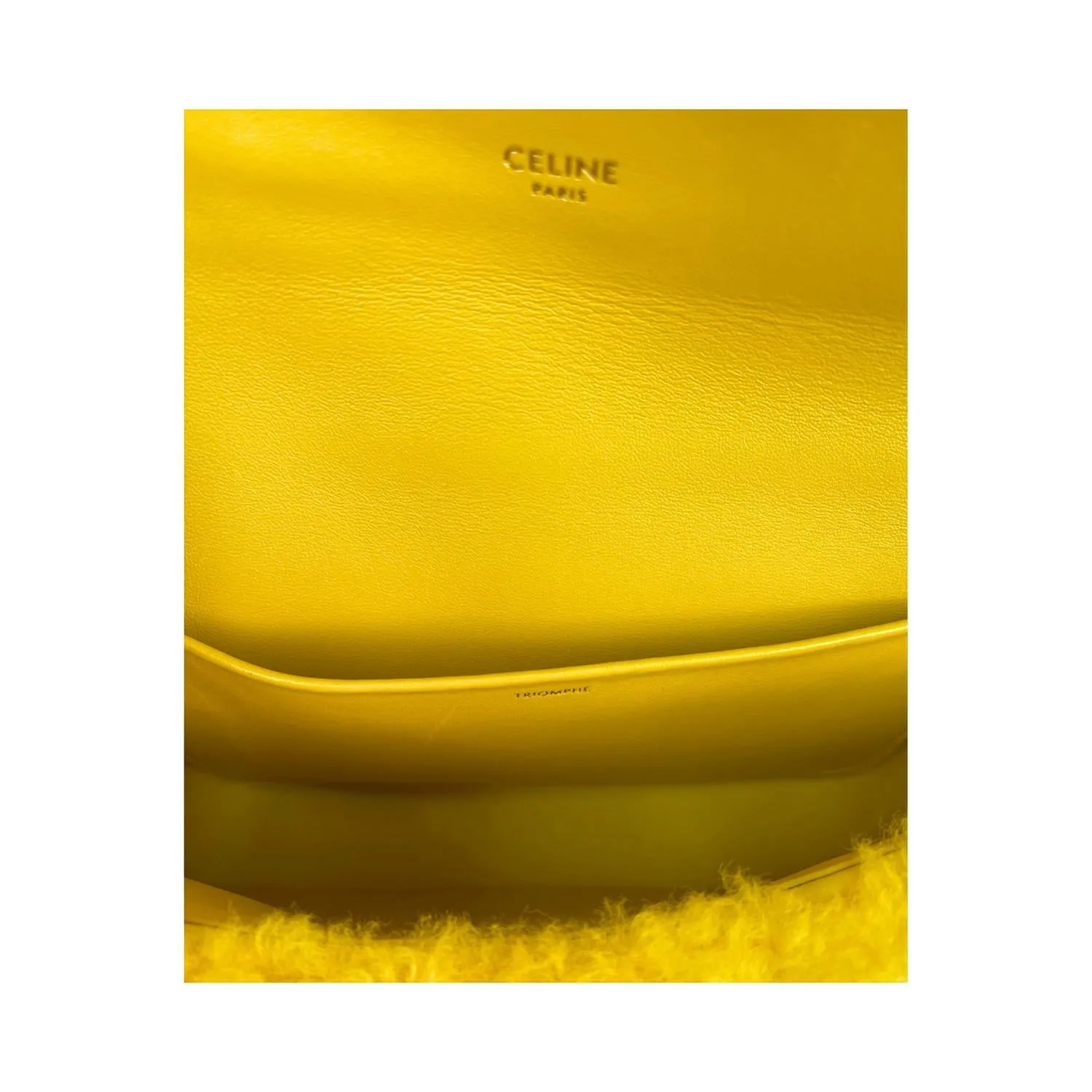 Pre-Loved Shearling Triomphe Chain Shoulder Bag In Yellow