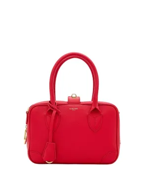 Red Leather Handbag With Detachable Strap