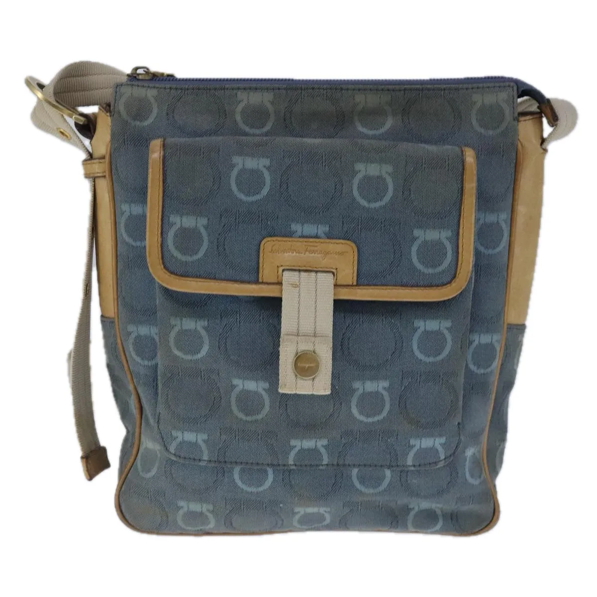 Salvatore Ferragamo Gancini   - Jeans Shoulder Bag (Pre-Owned)