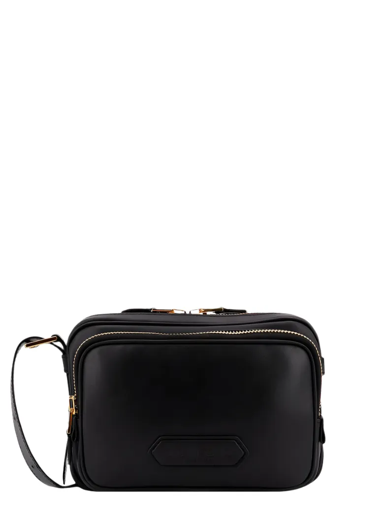 Tom Ford Mens Logo Patch Shoulder Bag in Black
