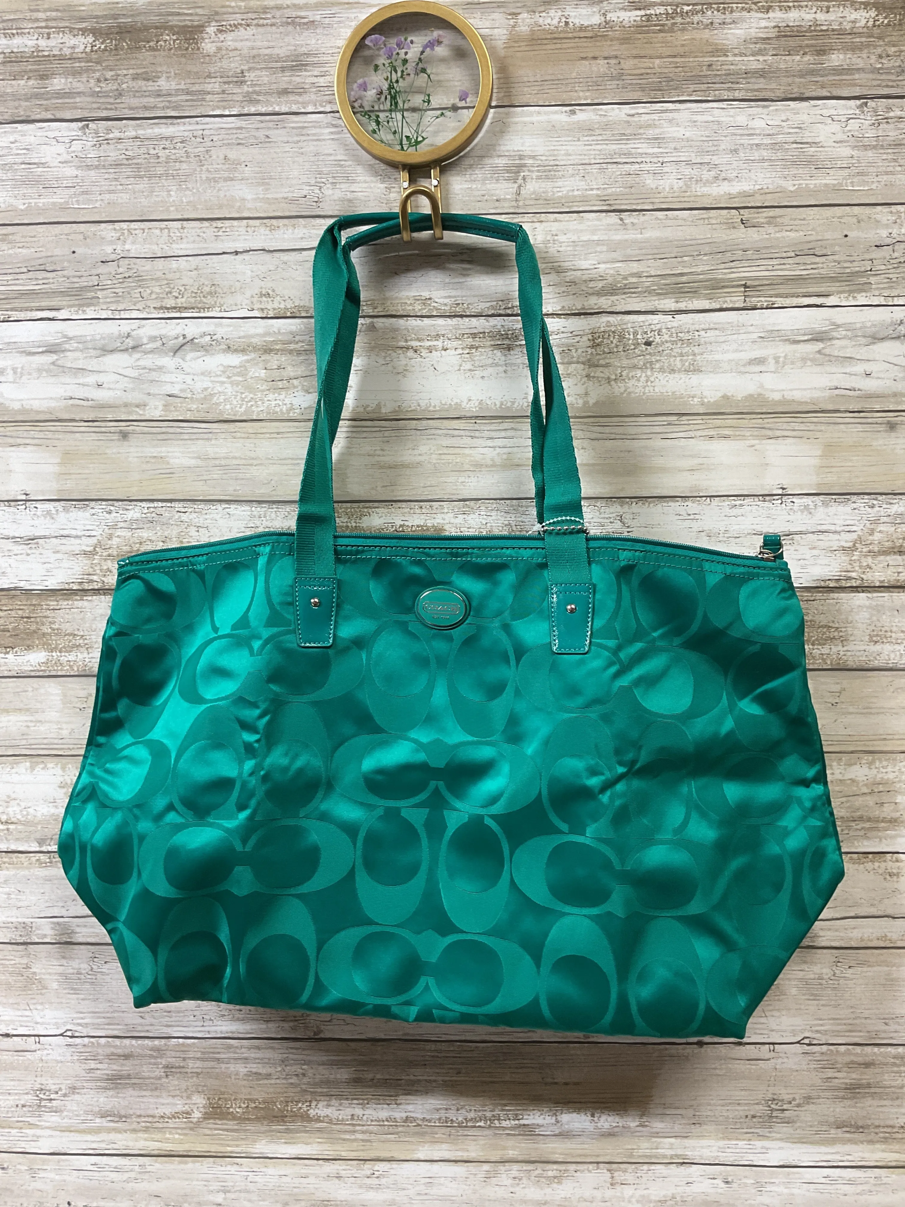 Tote Designer By Coach In Green, Size:Medium