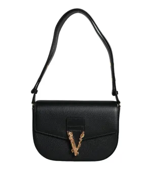 Versace  Grainy Calf Leather Logo Crossbody Shoulder Women's Bag