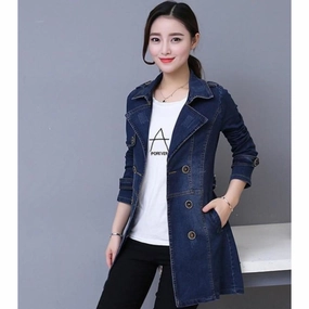 Womens Double Breasted Denim Jacket
